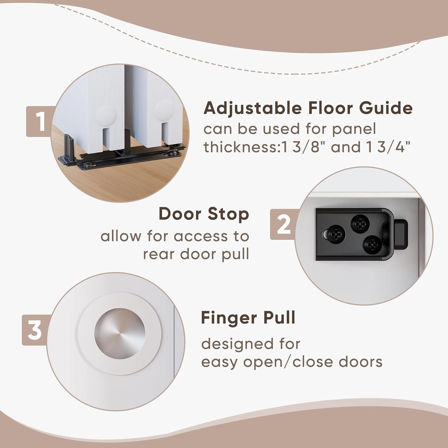Bypass Door Hardware Set 72" for 2 Doors - Quietly Operating Aluminum Track