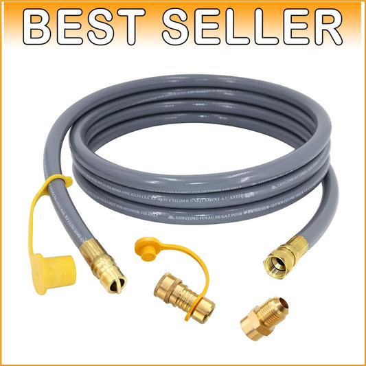 Heavy-Duty 12ft 1/2 Inch Natural Gas Hose with Quality Brass Fittings for Grills