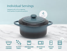 Load image into Gallery viewer, Durable Stoneware Cocotte Set - Individual 12 oz Dishes with Lids &amp; Handles