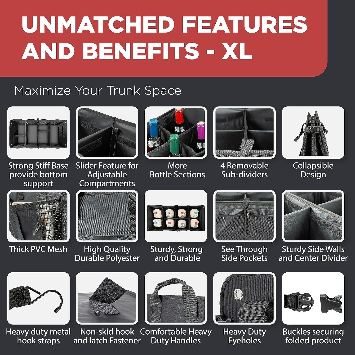 Ultimate Collapsible Trunk Organizer - Durable, Water-Resistant for All Vehicles