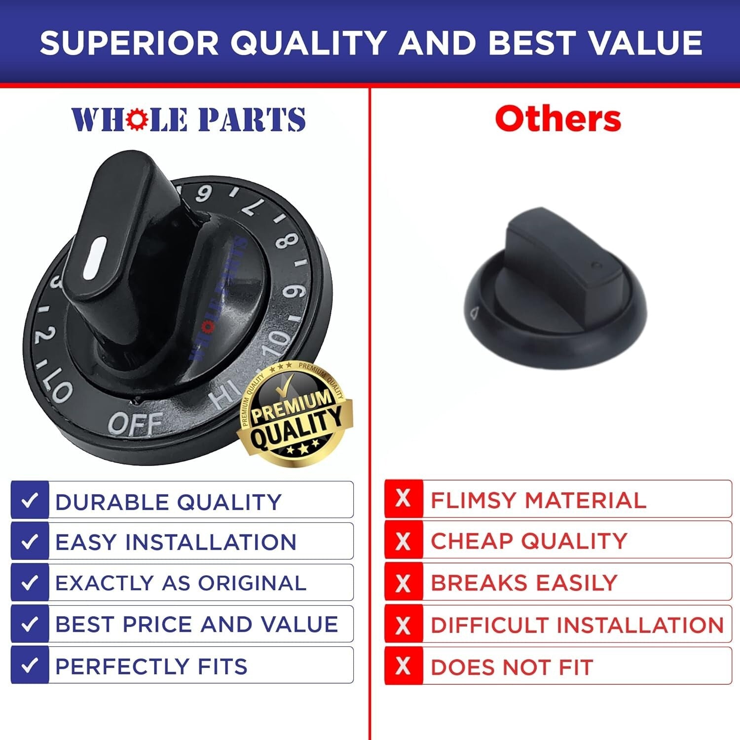 Versatile 4-Pack Oven Control Knobs - Compatible with Select Kenmore & Jenn Air