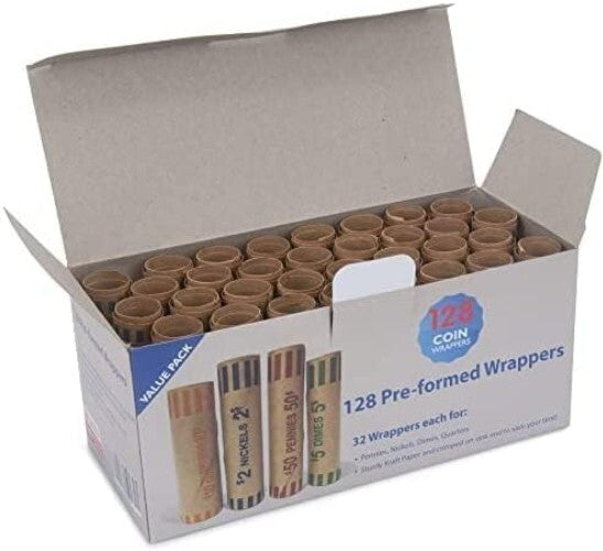 3072 Pcs Color-Coded Coin Roll Wrappers - Quarters, Nickels, Dimes, and Pennies