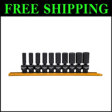 Load image into Gallery viewer, 10-Piece Chrome Molybdenum Impact Socket Set - 3/8 Inch Drive, Off-Corner Design