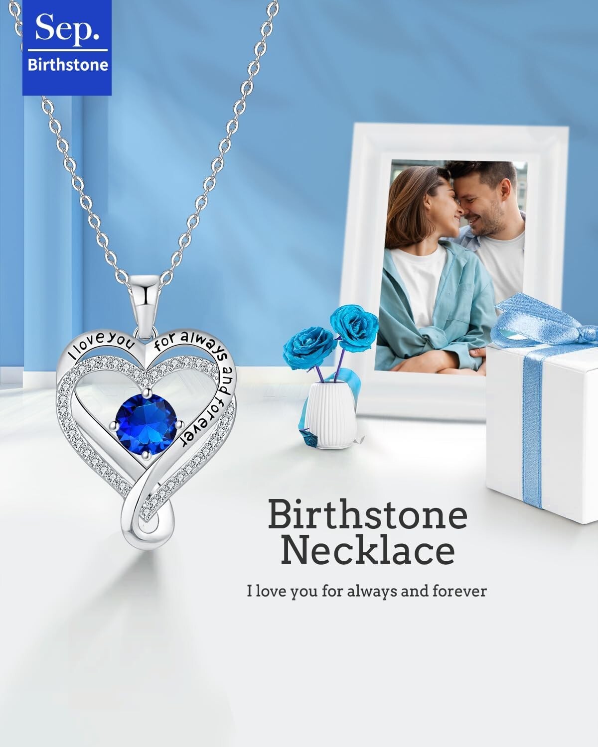 18K Gold-Plated Infinity Heart Birthstone Necklace - I Love You Forever Gift