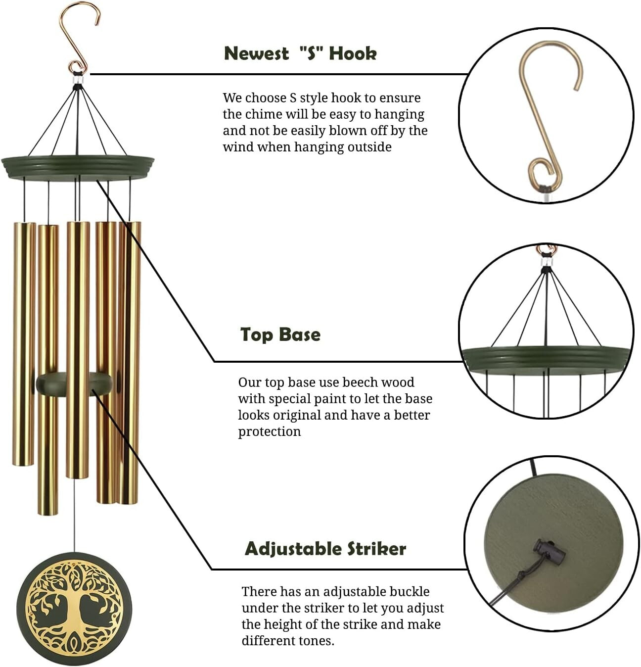 Classic 36" Tree of Life Wind Chimes - Outdoor Gift Box for Special Occasions