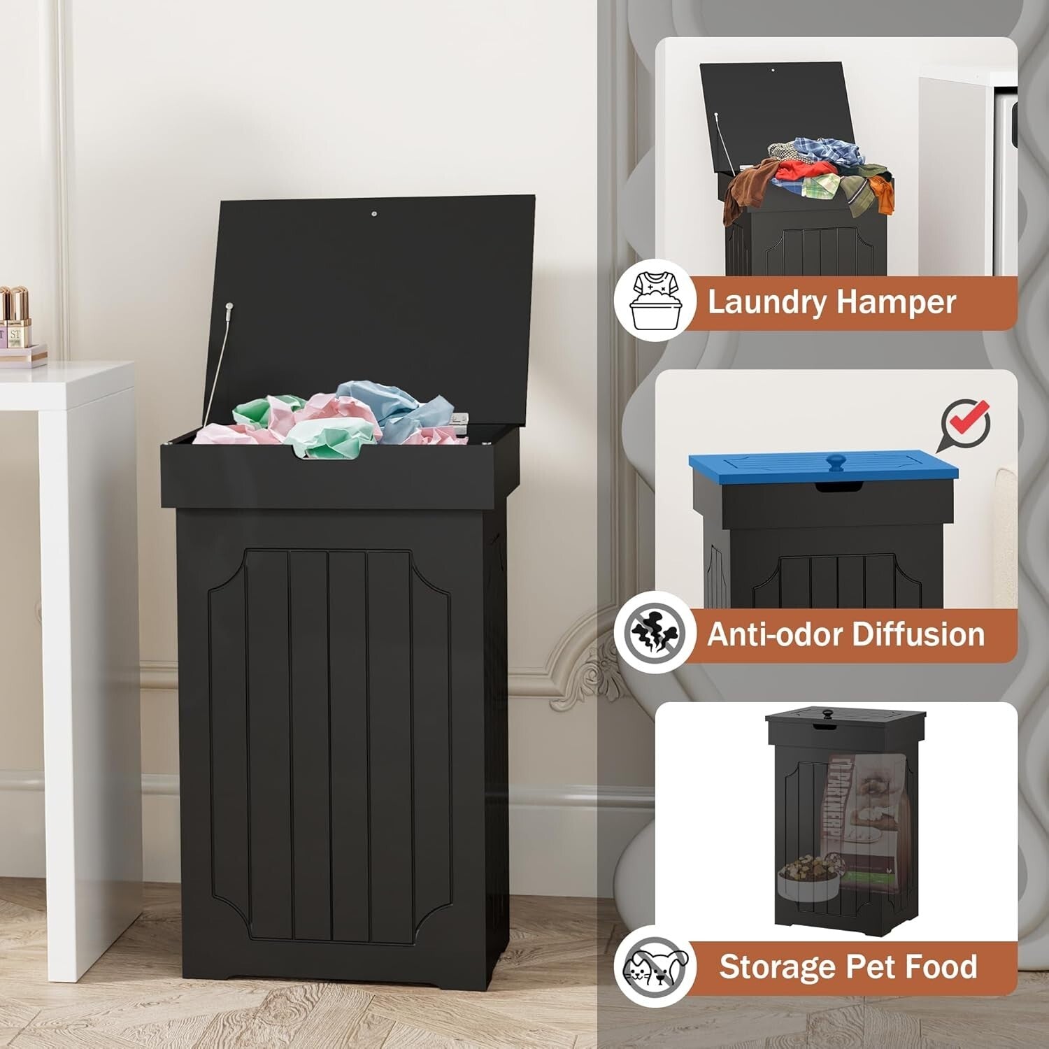 Eco-Friendly 13-Gallon Wooden Dog-Proof Trash Can for Modern Kitchens