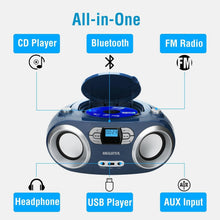 Load image into Gallery viewer, Stylish Portable Boombox with FM Stereo, Bluetooth, and USB - Blue Jay Edition