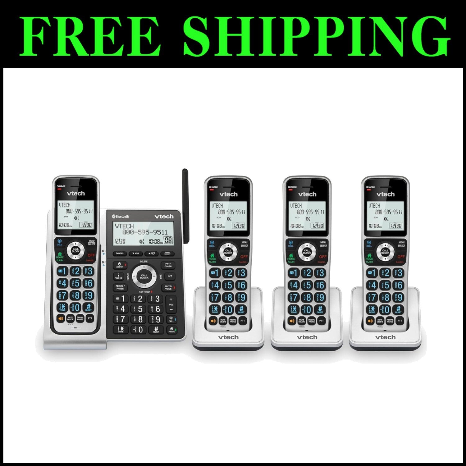 4-Handset Cordless Home Phone with Smart Call Blocker & Full Duplex Speakerphone