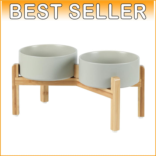 Modern Ceramic Double Dog Bowls with Stand - Healthy Design for Medium Breeds