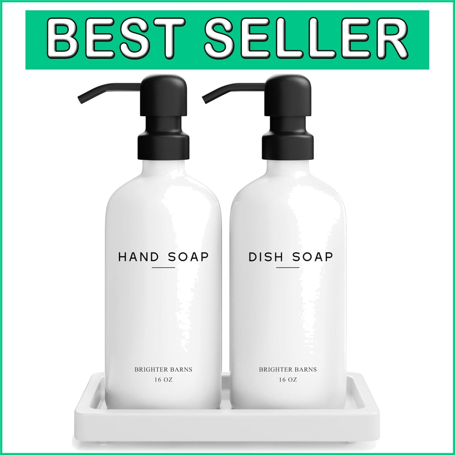 Versatile Hand & Dish Soap Dispenser Set with Ceramic Tray for Elegant Spaces