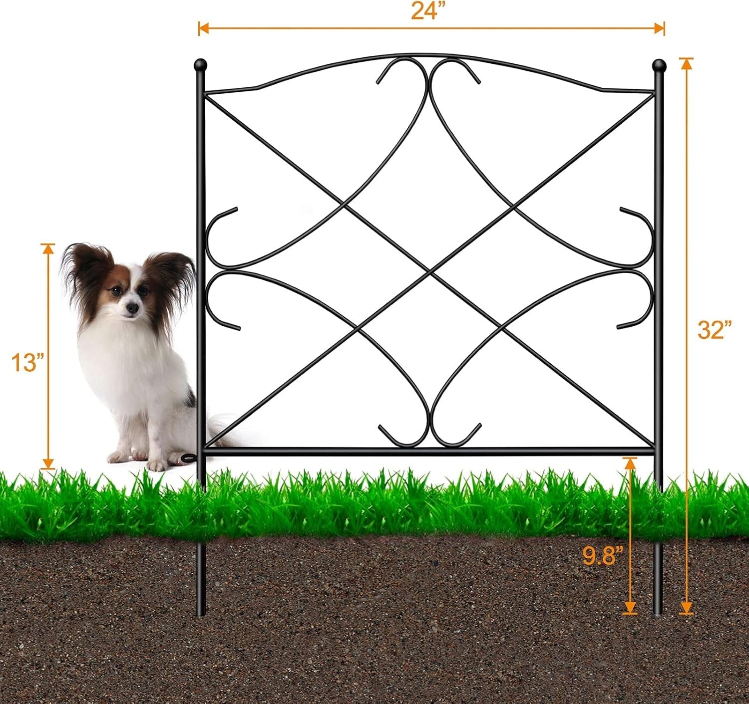 5-Panels Decorative Metal Garden Fence Set - 32in High, Rustproof Barrier