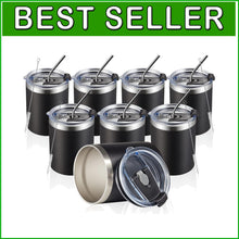 Load image into Gallery viewer, 12oz Insulated Stainless Steel Coffee Mugs - 8 Pack, Double Wall &amp; Stylish Black