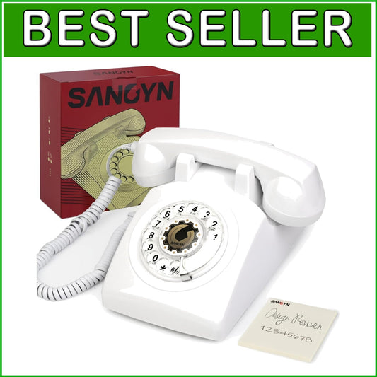 1960s Vintage Rotary Phone with Mechanical Ringer - Elegant White Design