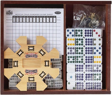 Load image into Gallery viewer, Deluxe Double-12 Mexican Train Dominoes Set with Cast Metal Trains &amp; Score Pad