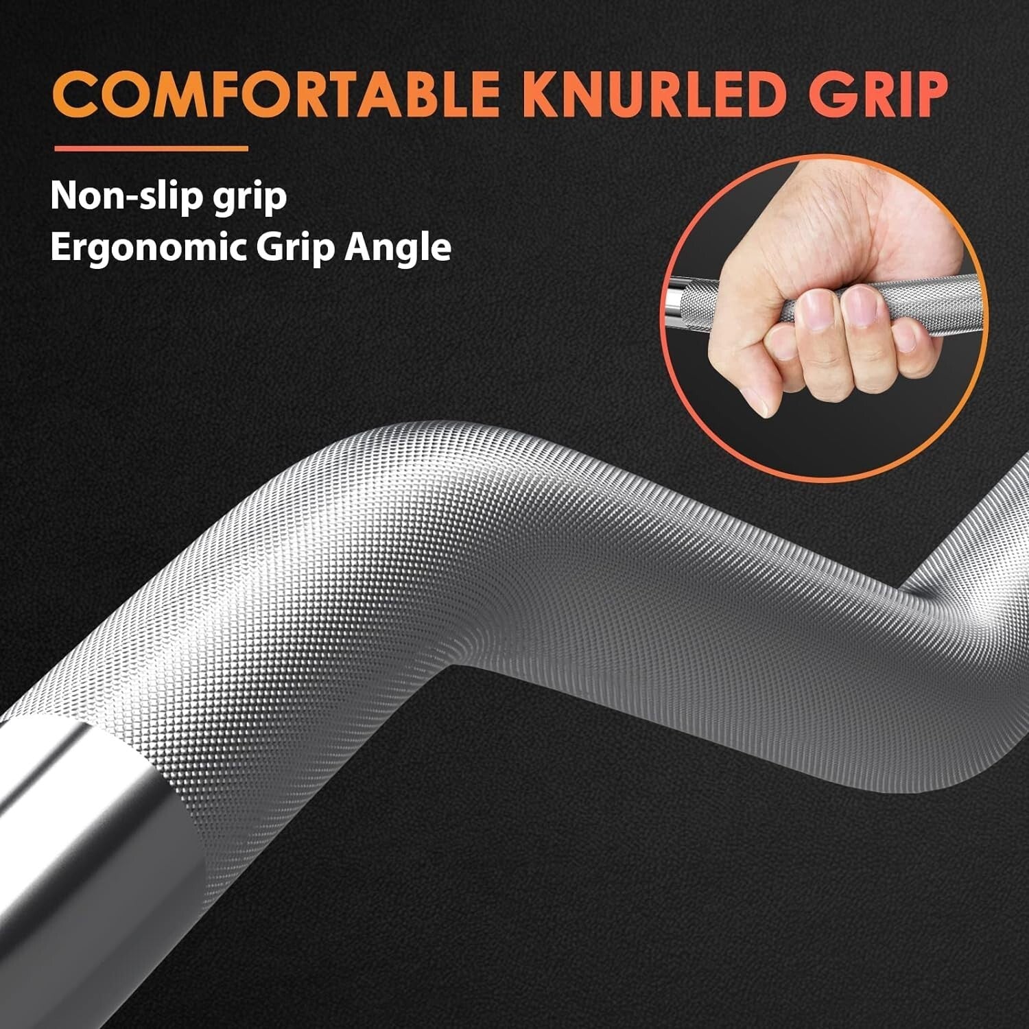 Durable 47" Curl Bar with Knurled Grip - Perfect for Biceps & Triceps Workouts