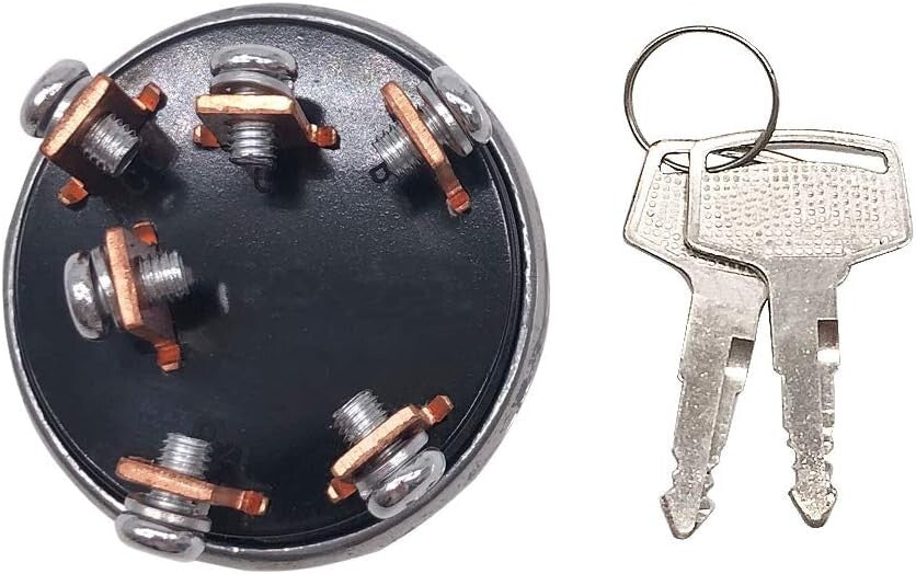 Panel Mount Mitsubishi Ignition Switch - 6 Positions, 2 Keys, Ideal for Tractors