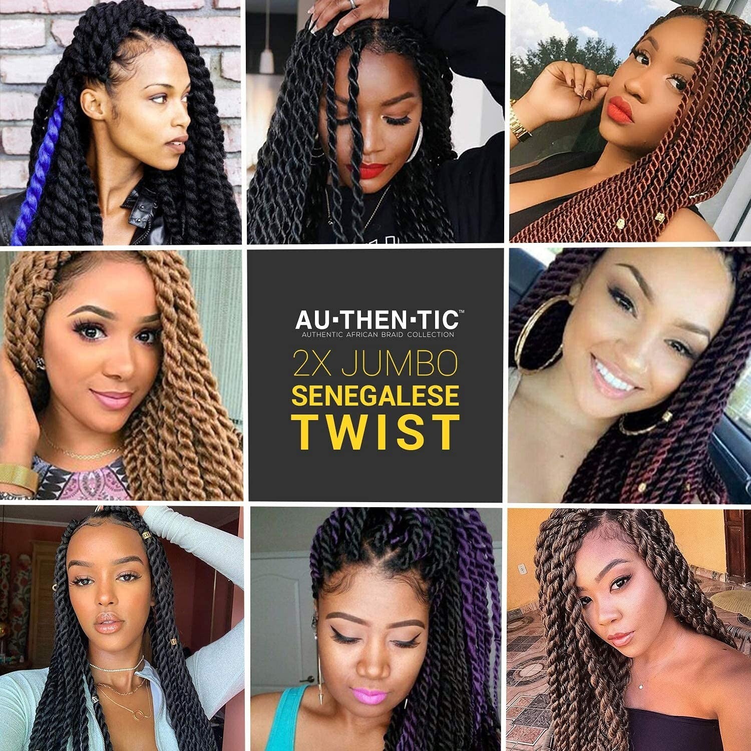Tangle-Free Jumbo Senegalese Twist Braid Hair, 24 Inch Burgundy - 6 Pack Bundle