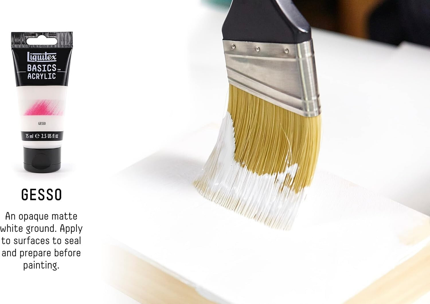 128 Oz BASICS Gesso Prep Medium with Matte Finish for All Painting Surfaces