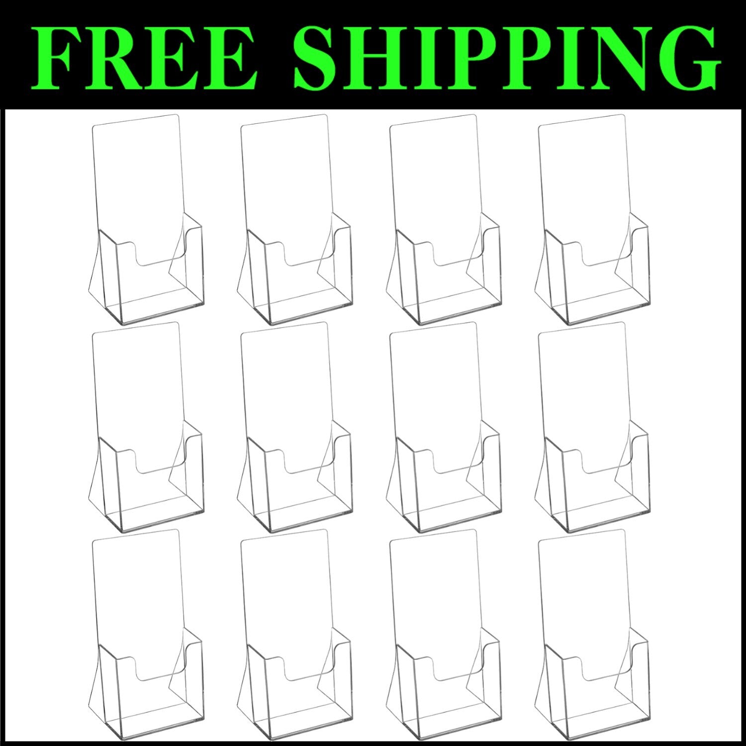 Durable Clear Acrylic Flyer Holders - 12 Pack, Slant Back for Standout Displays