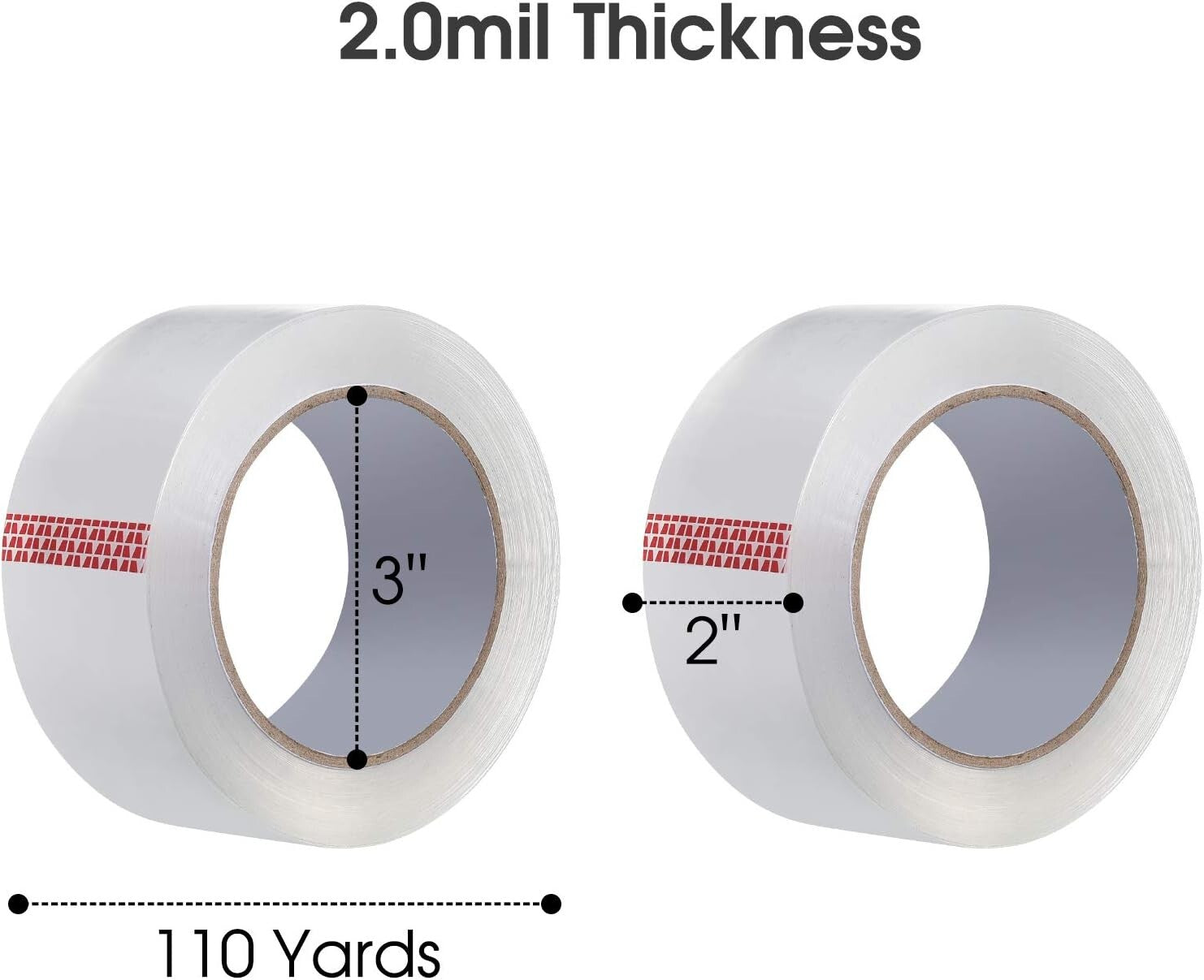 Durable Extra Sticky Clear Packing Tape, 2" Wide, 36 Rolls of 110 Yards, 2.0 mil