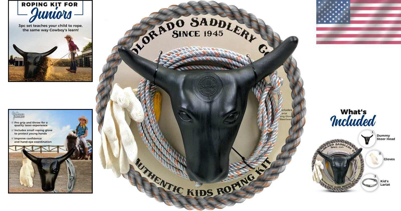 3-Piece Kid's Roping Set: Premium Lasso Rope & Steer Head for Beginners