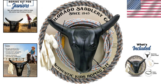 3-Piece Kid's Roping Set: Premium Lasso Rope & Steer Head for Beginners