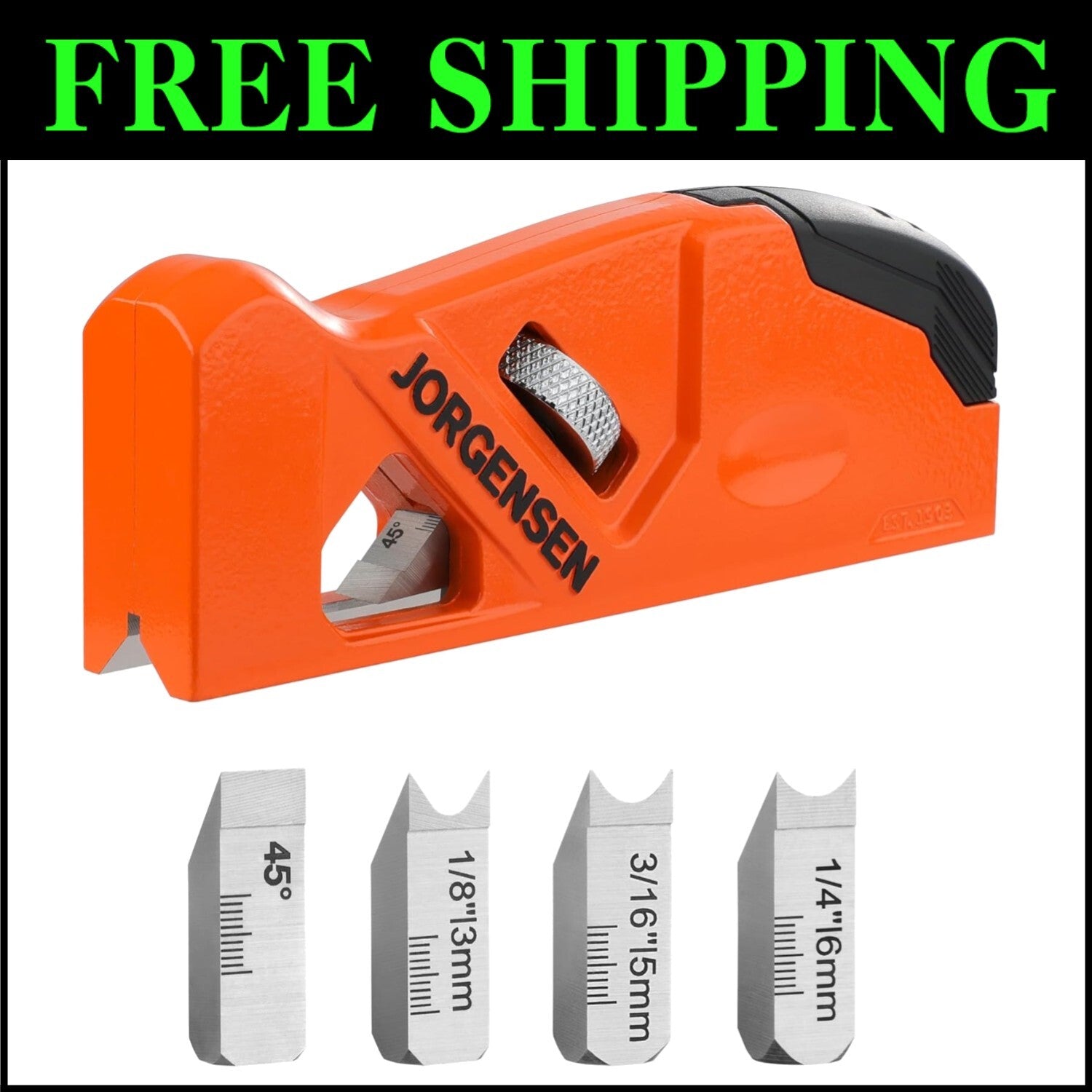 Smooth Edge Chamfer Plane with 4 Interchangeable Blades for Woodworking
