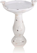 Load image into Gallery viewer, 25" Antique Ceramic Birdbath with Bird Figurines - Rustic Outdoor Décor