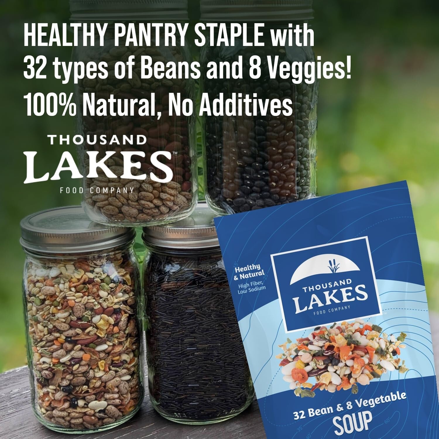 Delicious Low Sodium 32 Bean & 8 Vegetable Dry Soup Mix - 5 lbs - 100+ Servings