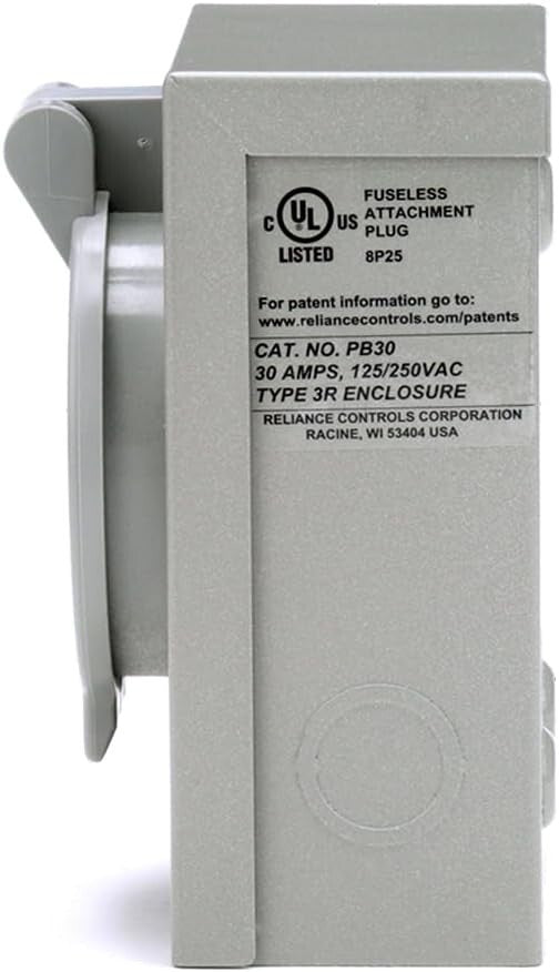 Weather-Resistant 30-Amp Power Inlet Box - 7,500 Watt Generator Compatibility