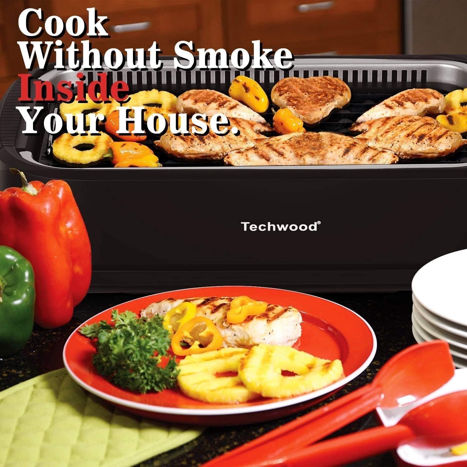 Large Surface Smokeless Grill with Tempered Glass Lid – Cook Delicious Meals