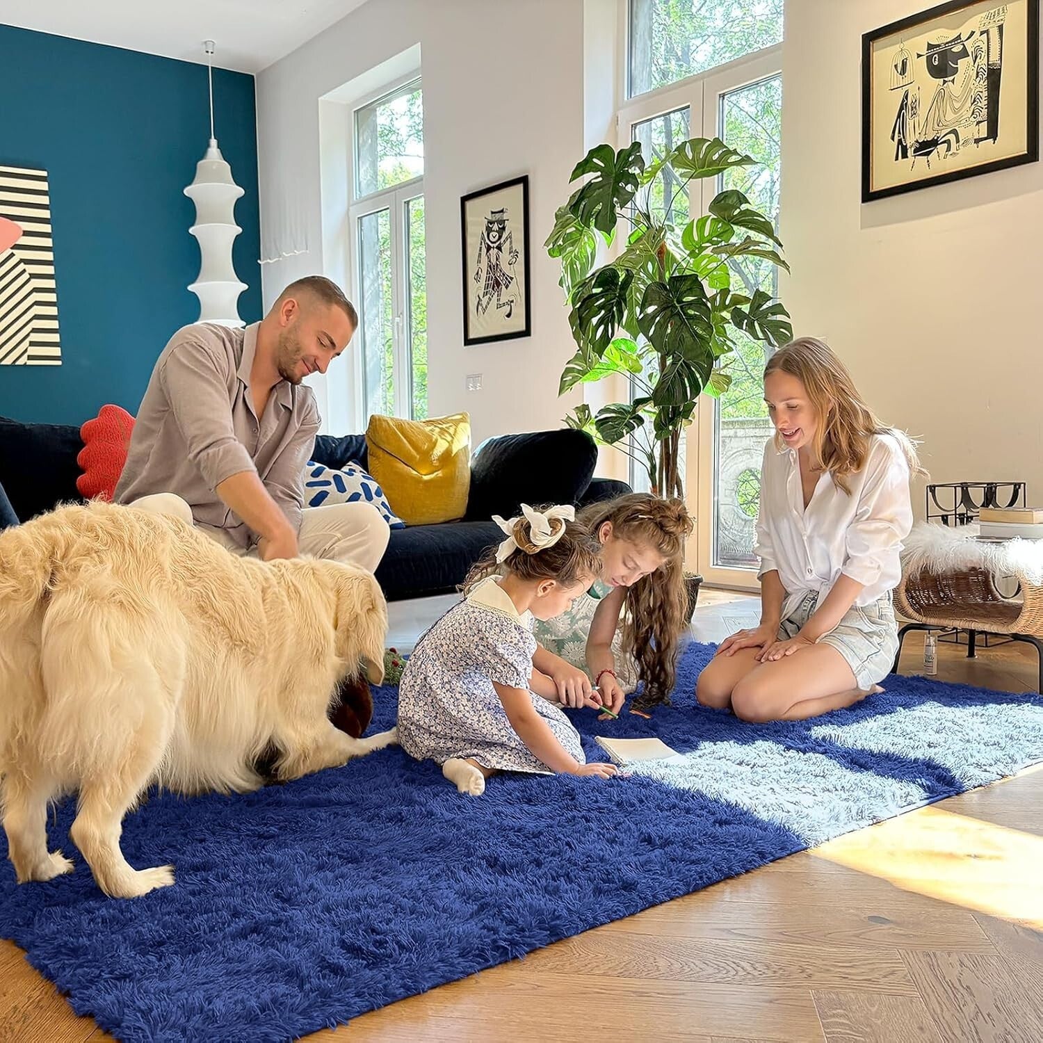 Elegant 8x10 Navy Blue Area Rug - Machine Washable & Eco-Friendly for Any Room