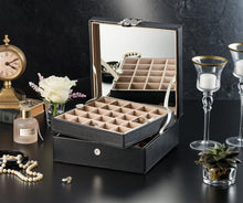 Load image into Gallery viewer, Modern 50-Compartment Jewelry Box with Mirror - Perfect for Earrings &amp; Rings