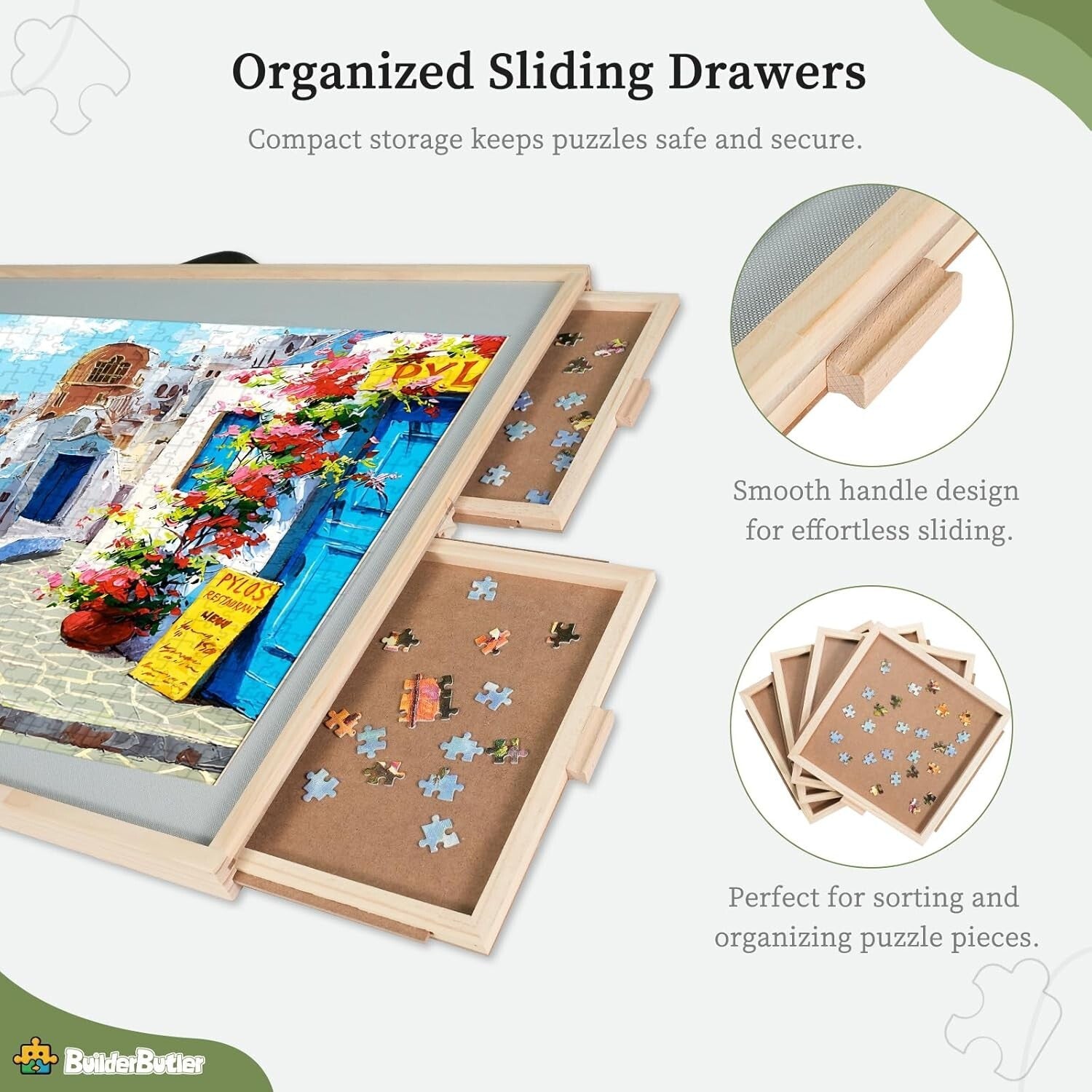 Eco-Friendly 1500-Piece Puzzle Table with Non-Slip Surface and 4 Drawers