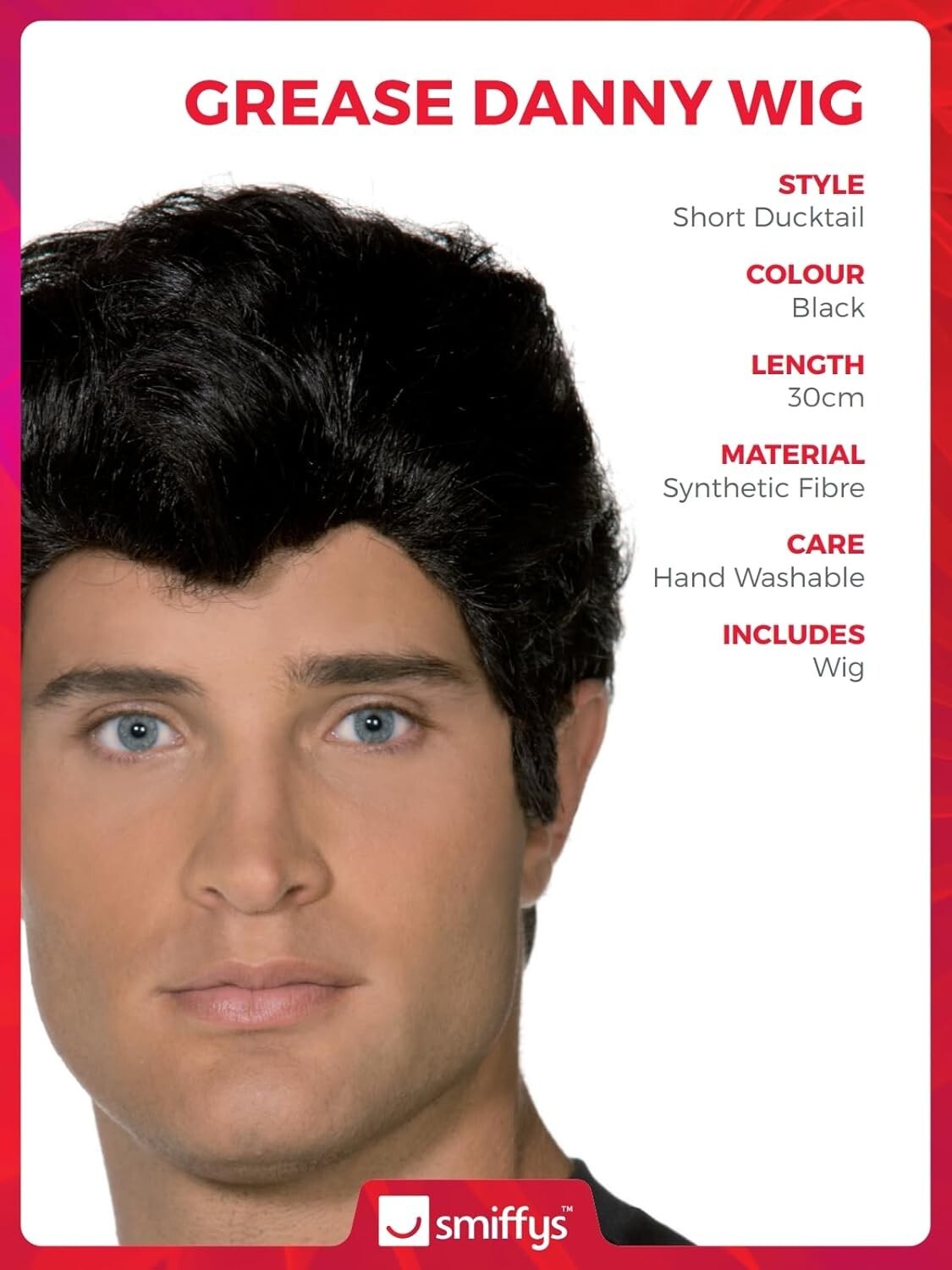 Authentic Women's Danny Wig in Black for Grease-Inspired Fancy Dress
