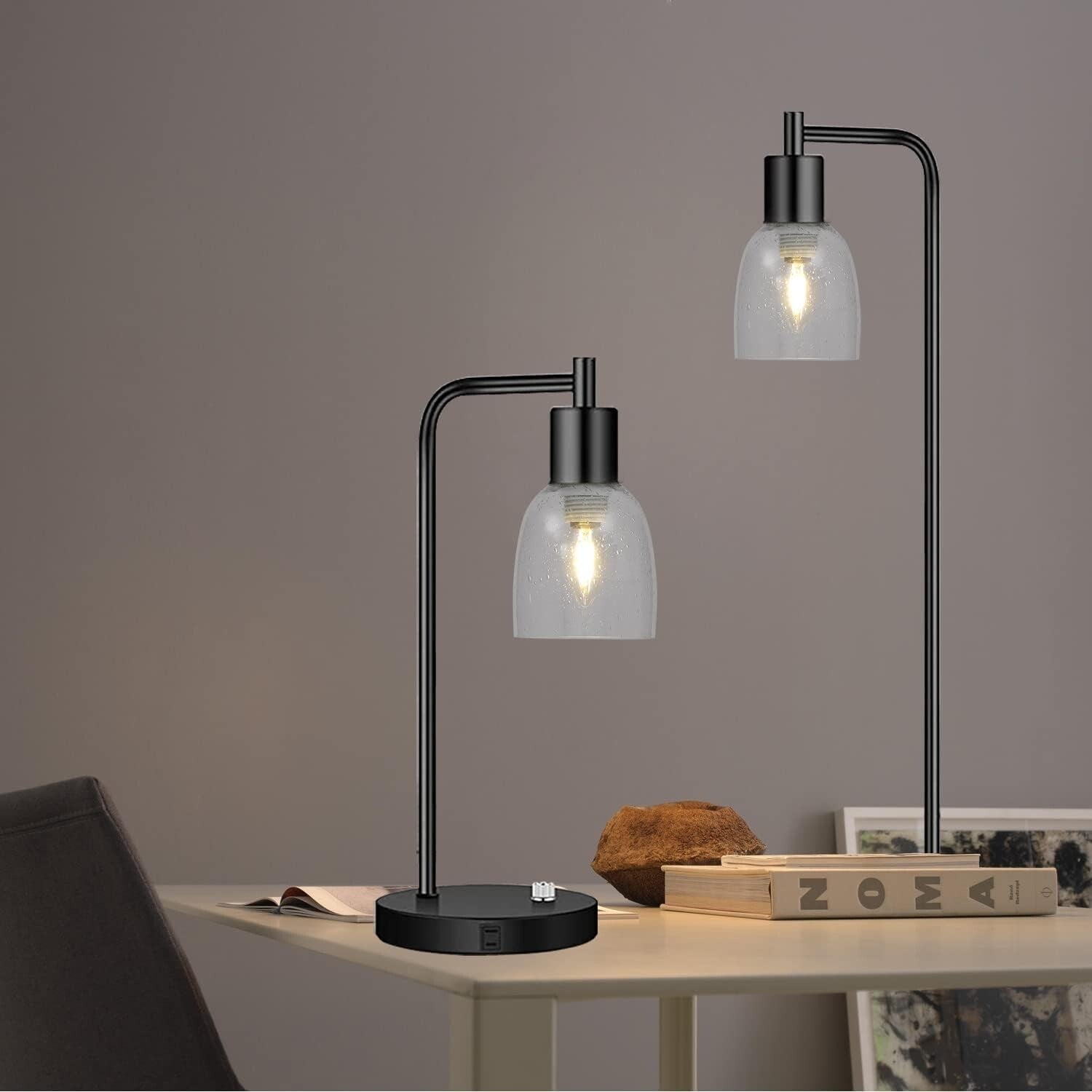 Elegant 4-Pack Seeded Glass Lamp Shades, 2-1/8" Fitter for Contemporary Style