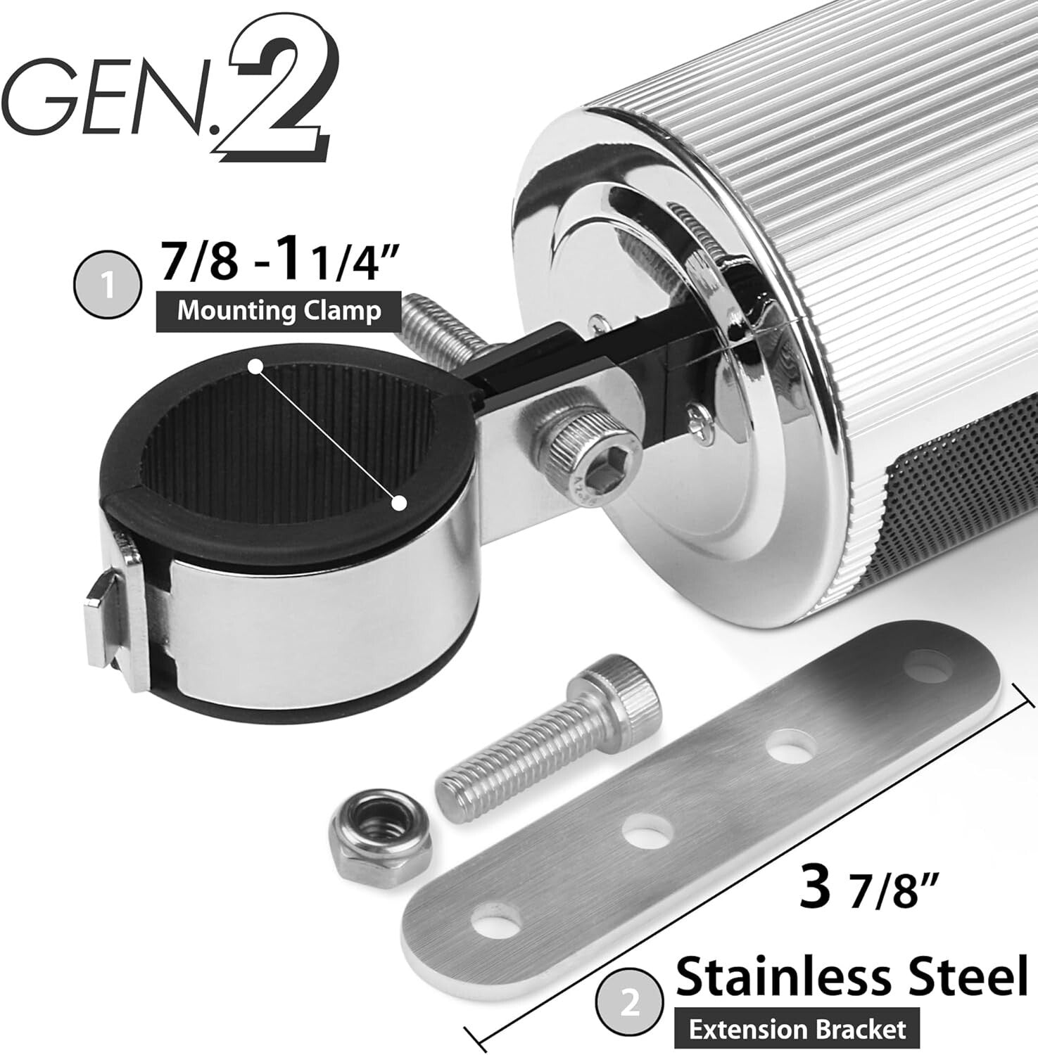 Dual 7/8-1.25 in. Handlebar Bluetooth Speakers with USB & FM for Adventure Bikes