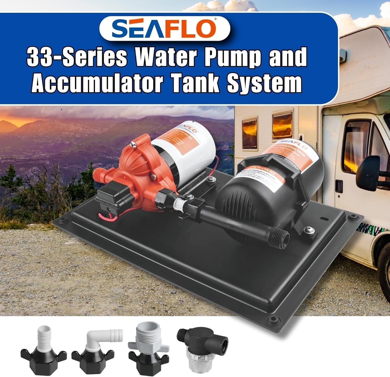 Durable 12V DC 3.0 GPM Pump & 0.2-Gallon Tank System for Off-Grid Applications