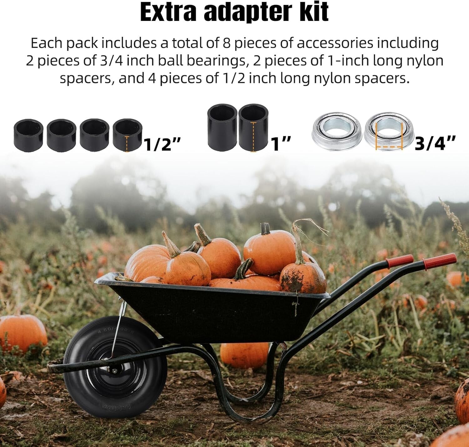 16-Inch Non-Marking Wheelbarrow Tires: Flat Free, Easy Installation & Adaptable