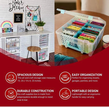 Load image into Gallery viewer, Heavy-Duty Double Deep Craft Organizer with Removable Dividers - Aqua &amp; Clear