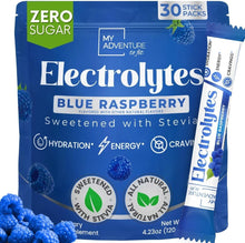 Load image into Gallery viewer, Caffeine-Free Blue Raspberry Electrolytes Powder - 30 Pack for Refreshing Energy