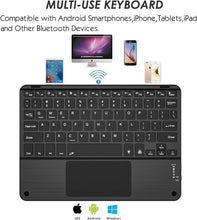 Load image into Gallery viewer, 7-Color Backlit TouchPad Keyboard Case for 9-11” Tablets – Wireless Convenience