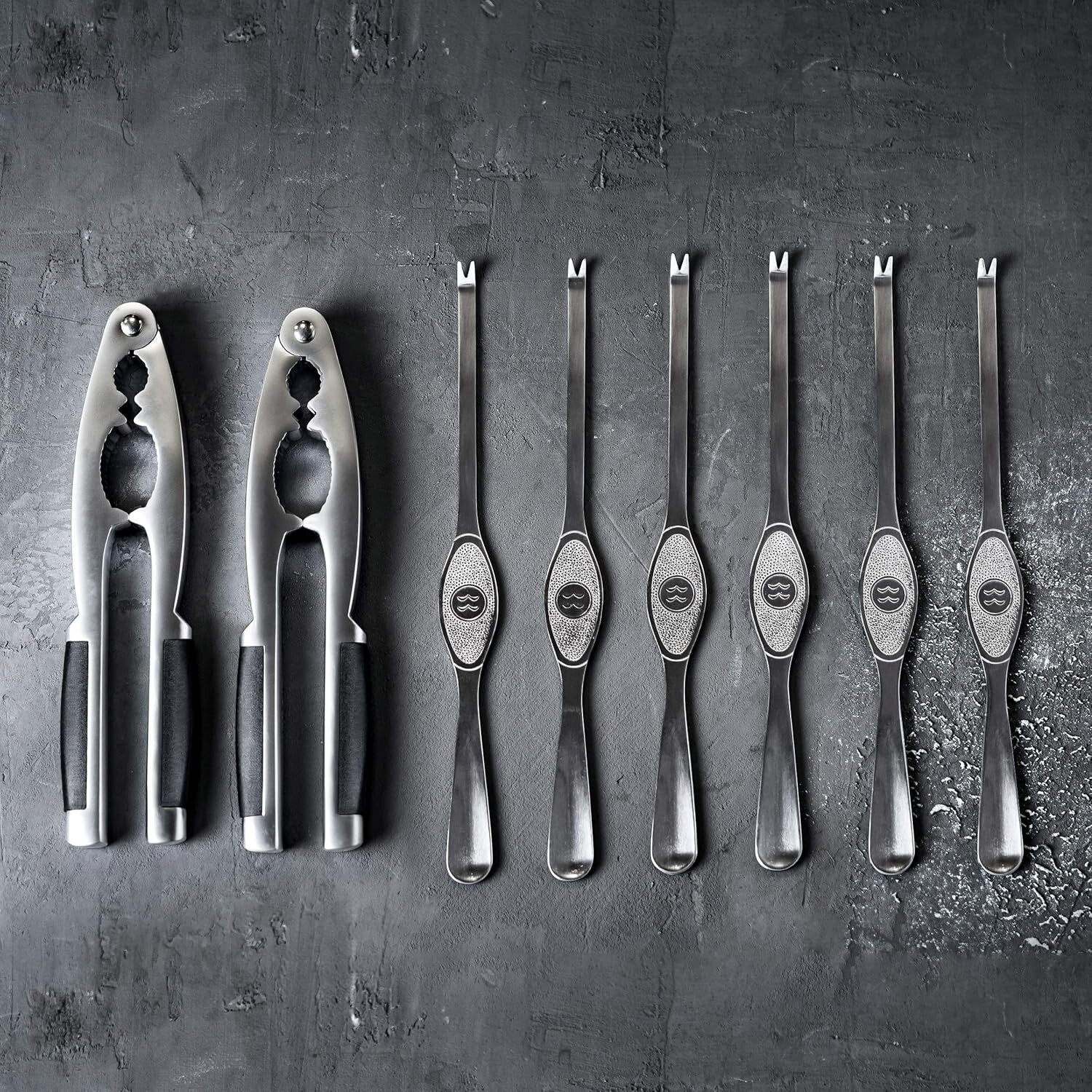 Elegant 2 Crab Crackers with 6 Forks - Ultimate Seafood & Nut Cracking Solution