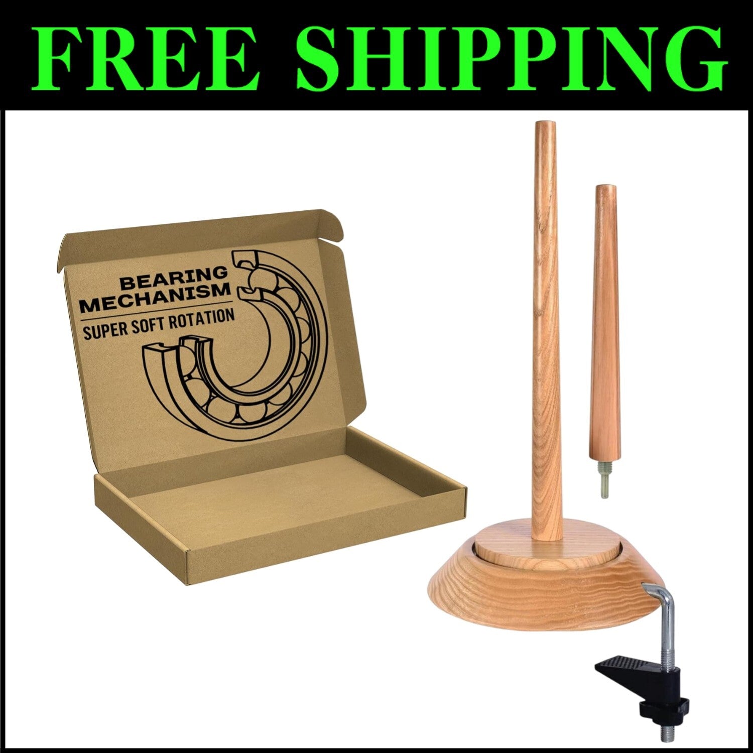 Versatile Yarn Holder with Bearing Spinner & Table Clamp for Jumbo Yarn Projects