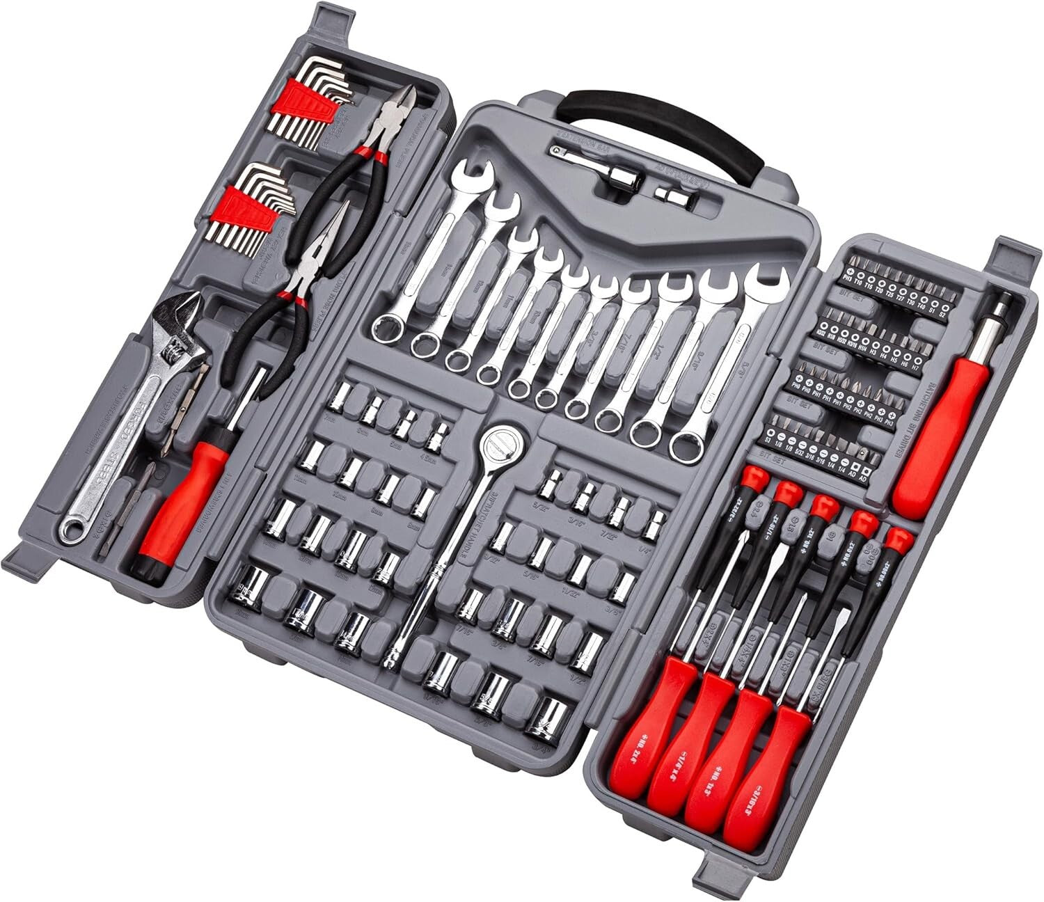 Heat-Treated 123-Piece Tool Set in Red - Perfect for DIY Projects and Repairs