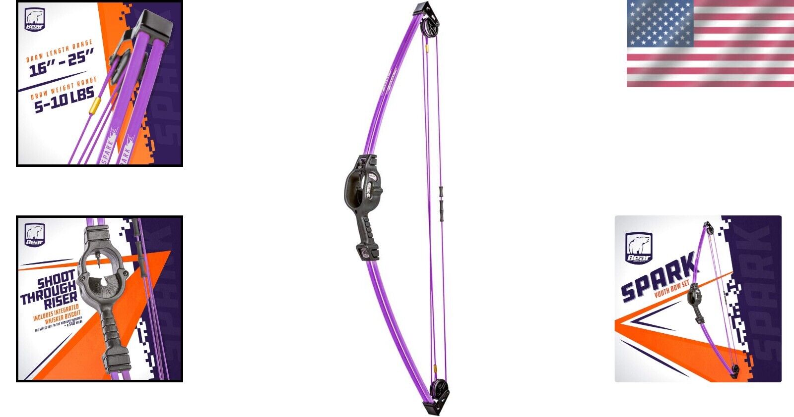 Lightweight Youth Bow Set with Whisker Biscuit, Ideal for Ages 5-10 - Flo Purple