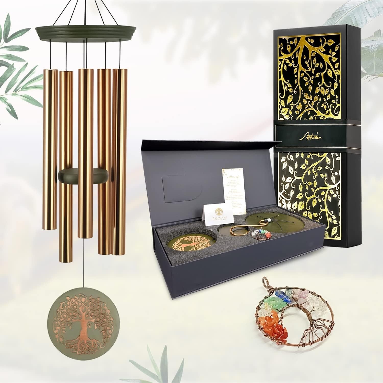 Gold Finish Memorial Wind Chimes - Beautiful Garden Decor Gift for Loved Ones