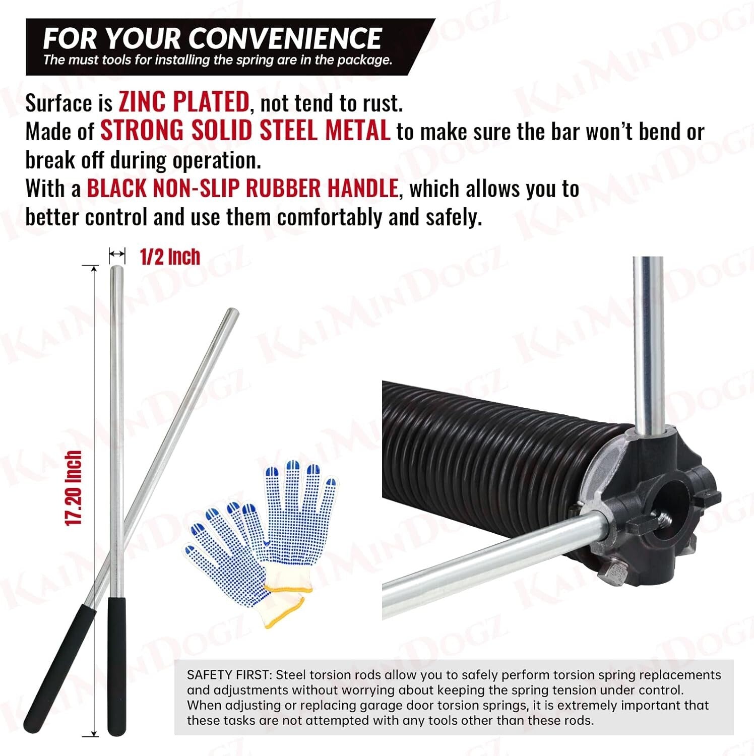 Complete Garage Door Spring Replacement Set - Non-Slip Winding Bars Included