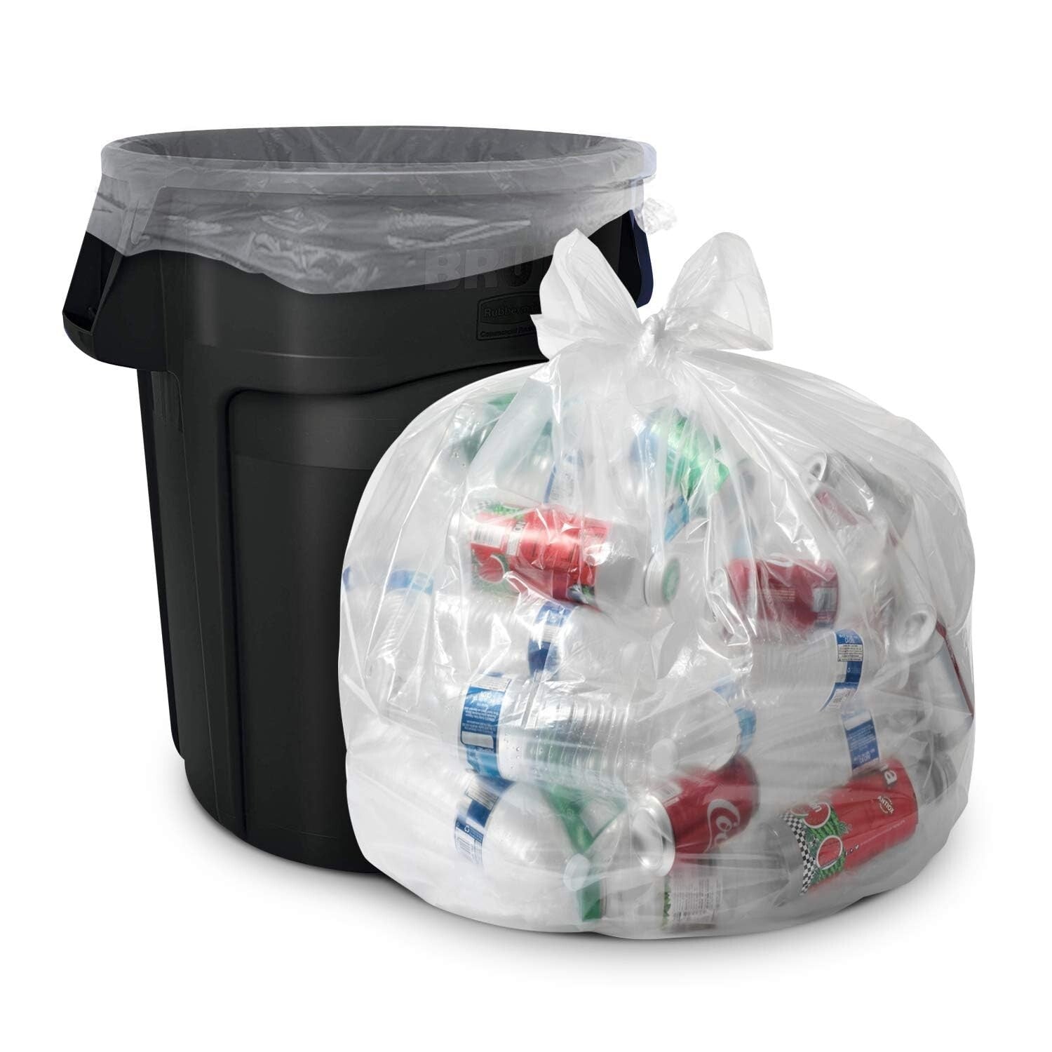 100 Pack of 60 Gallon Clear Trash Bags - 1.5 MIL Heavy-Duty Liners, Made in USA