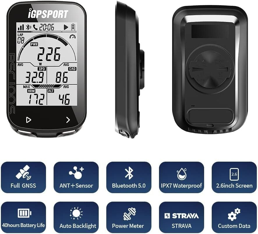 2.6 Inch Wireless GPS Cycling Computer with Auto Functions & Long Battery Life